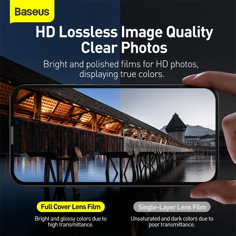 2pcs Camera Lens Protector for iPhone 14 pro 13mini pro max Full-Frame Lens Film Transparent Camera Glass Protection Case