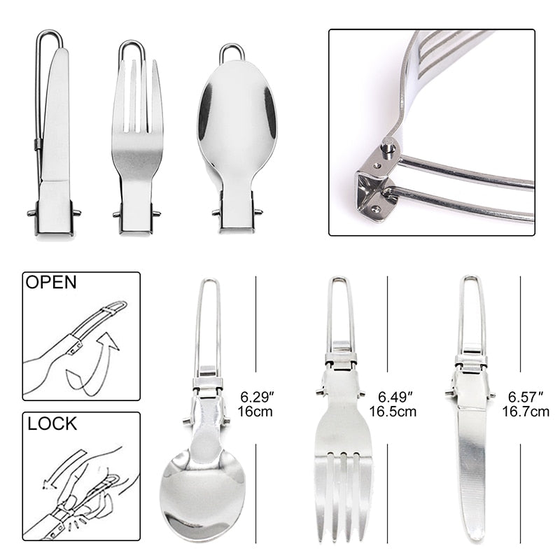 Ultra-light Cookware Pots Set Gas Burner Stove Cook Cup Outdoor Travel Tableware Spoon Fork Knife Picnic kitchen