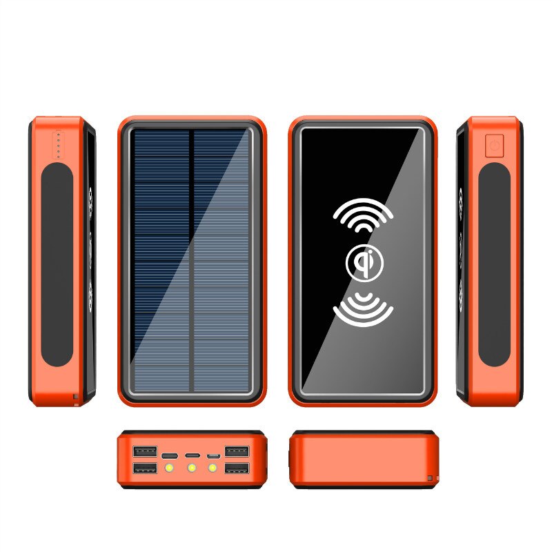 Solar Power Bank 30000mAh Portable Qi Wireless Charger for iPhone 11 X Samsung Xiaomi Powerbank 30000 mAh 4 USB Type C Poverbank