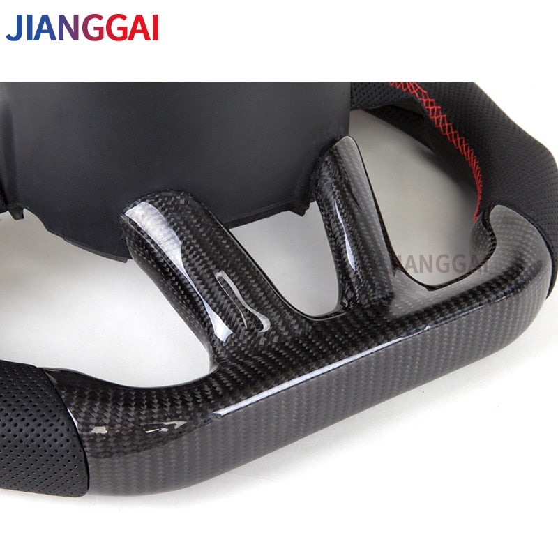 Led Steering Wheel Carbon Fiber Perforated Leather For Dodge Challenger Charger 2015-2018 Model