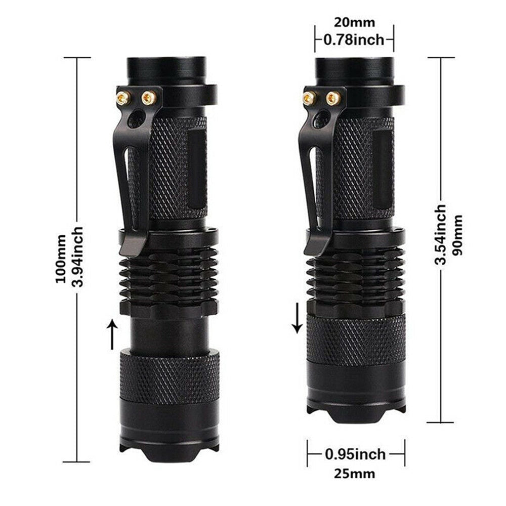 UV Flashlight Zoomable UV light Torch Lamp For Marker Checker Detection Using AA or 14500 battery