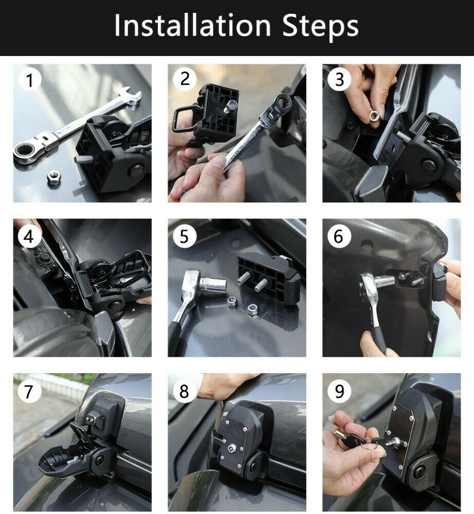 Anti-theft Hood Latches Catch For 2018 2019 2020 2021 2022 2023 Jeep Wrangler JL JLU 4XE Rubicon Sahara Sport Gladiator JT