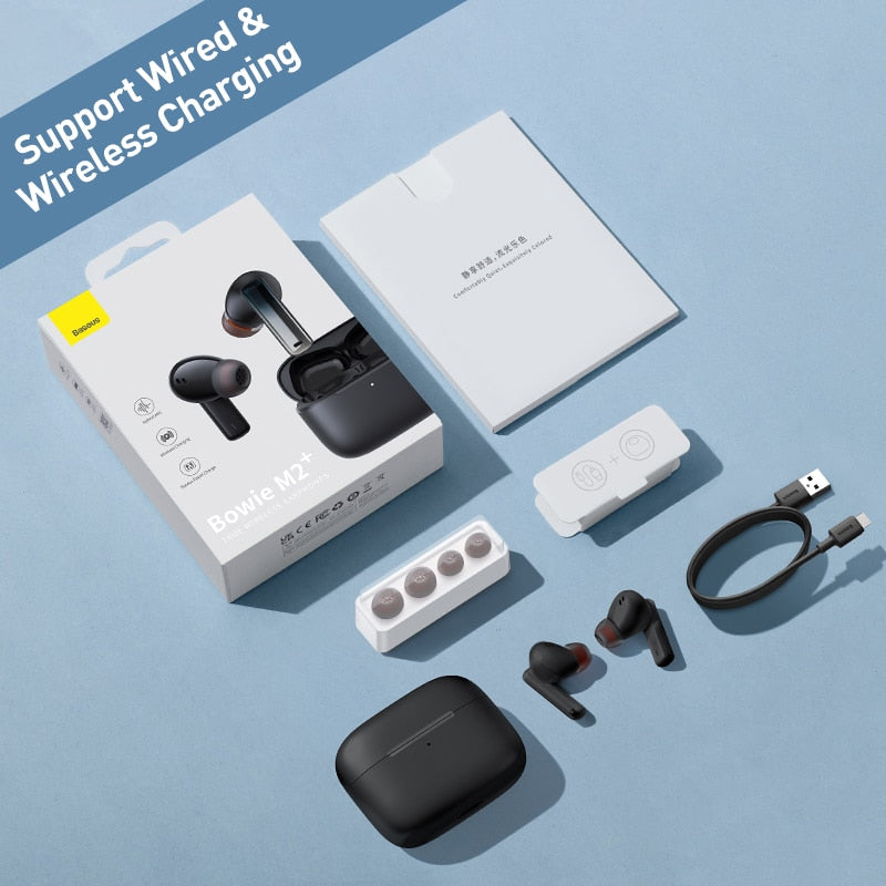 Bluetooth 5.2 Earphones, Active Noise Cancelling Headphones, low latency, 4-mic ENC noise reduction