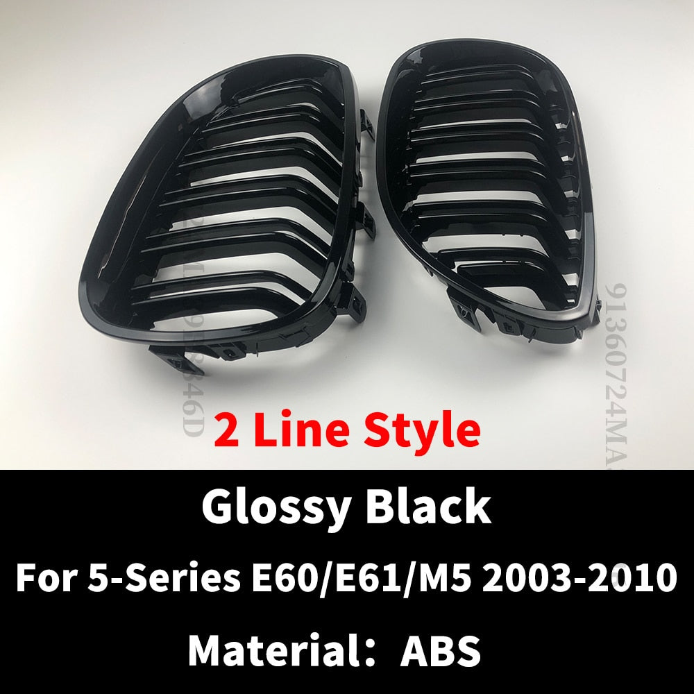 Front Bumper Kidney Grille Grill Hood Mesh Double Line For BMW E60 M5 E61 520i 545i 550i 535i 2003-2010 5 Series Refit Body Kit