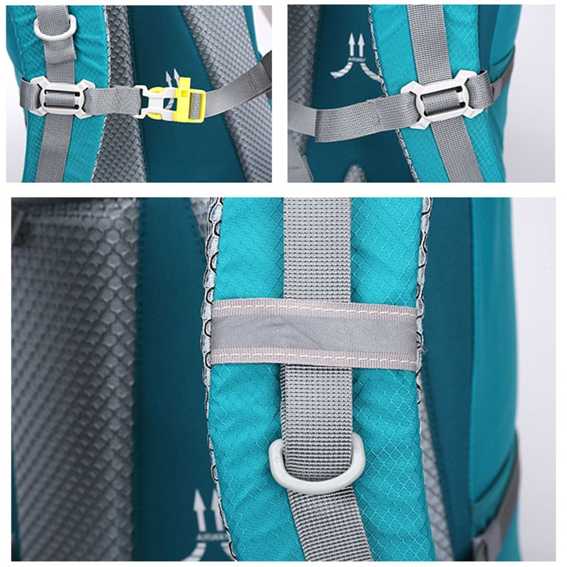 60L Men Unisex Outdoor Hiking Backpack Travel Pack Sports Bag Pack Fishing Bag Climbing Camping Rucksack for Male Women Female