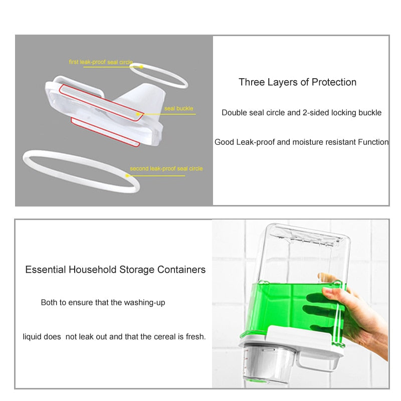 METEKA Laundry Powder Detergent Dispenser Cat Dry Food Storage Container Multipurpose Plastic Cereal Jar with Measuring Cup