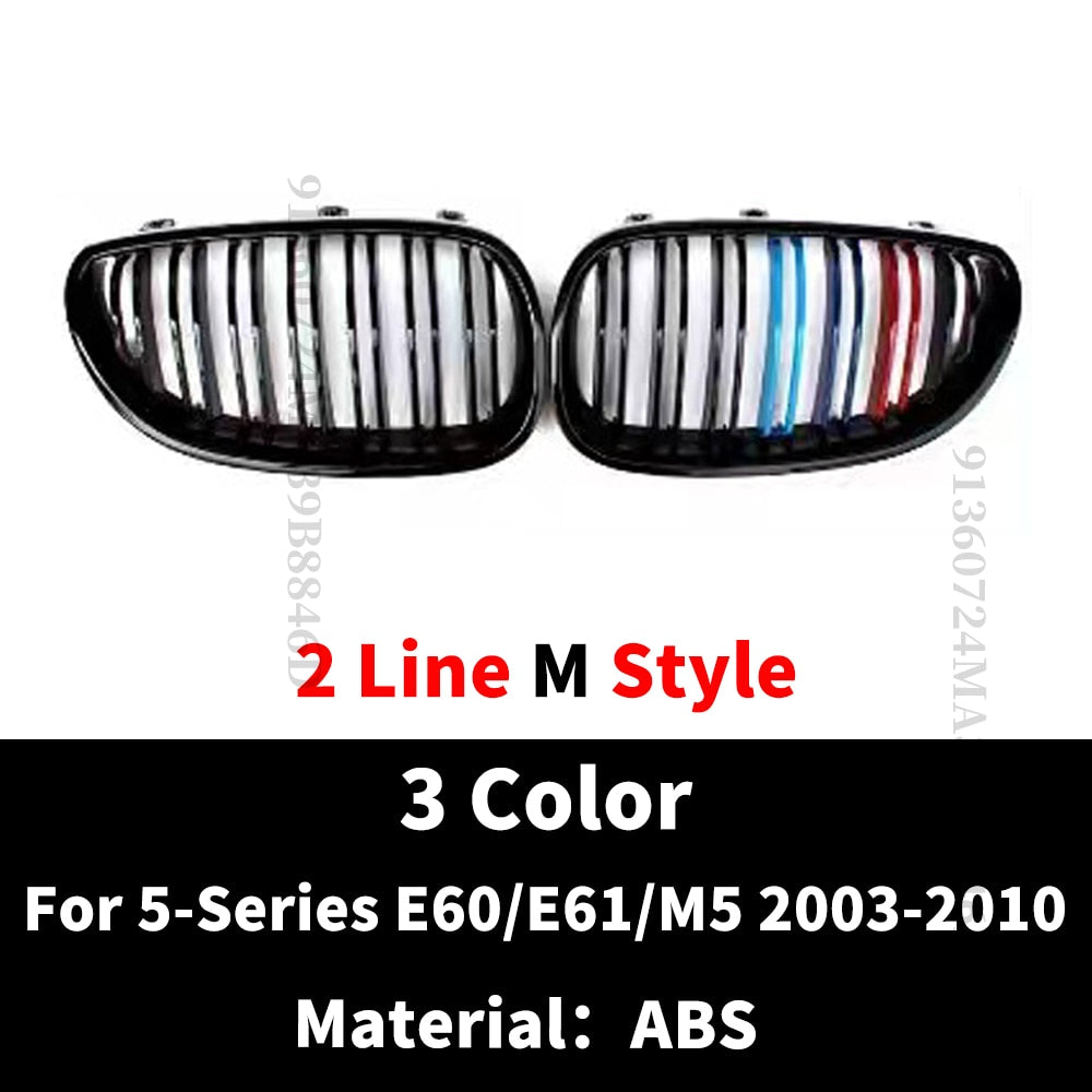 Front Bumper Kidney Grille Grill Hood Mesh Double Line For BMW E60 M5 E61 520i 545i 550i 535i 2003-2010 5 Series Refit Body Kit