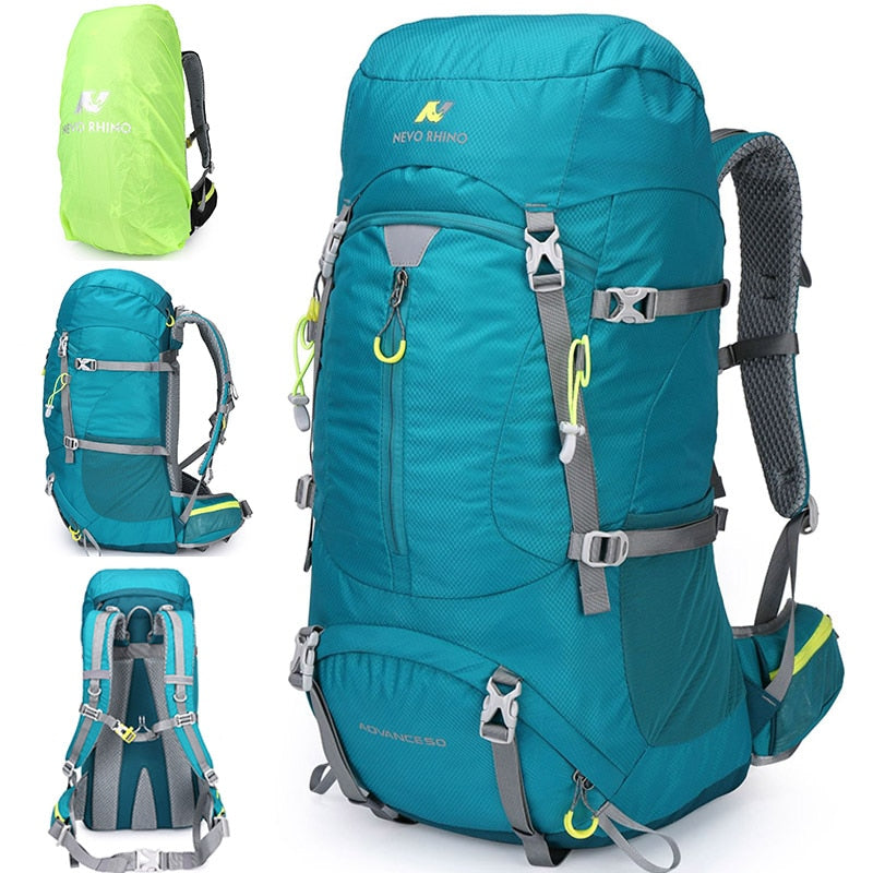 60L Men Unisex Outdoor Hiking Backpack Travel Pack Sports Bag Pack Fishing Bag Climbing Camping Rucksack for Male Women Female