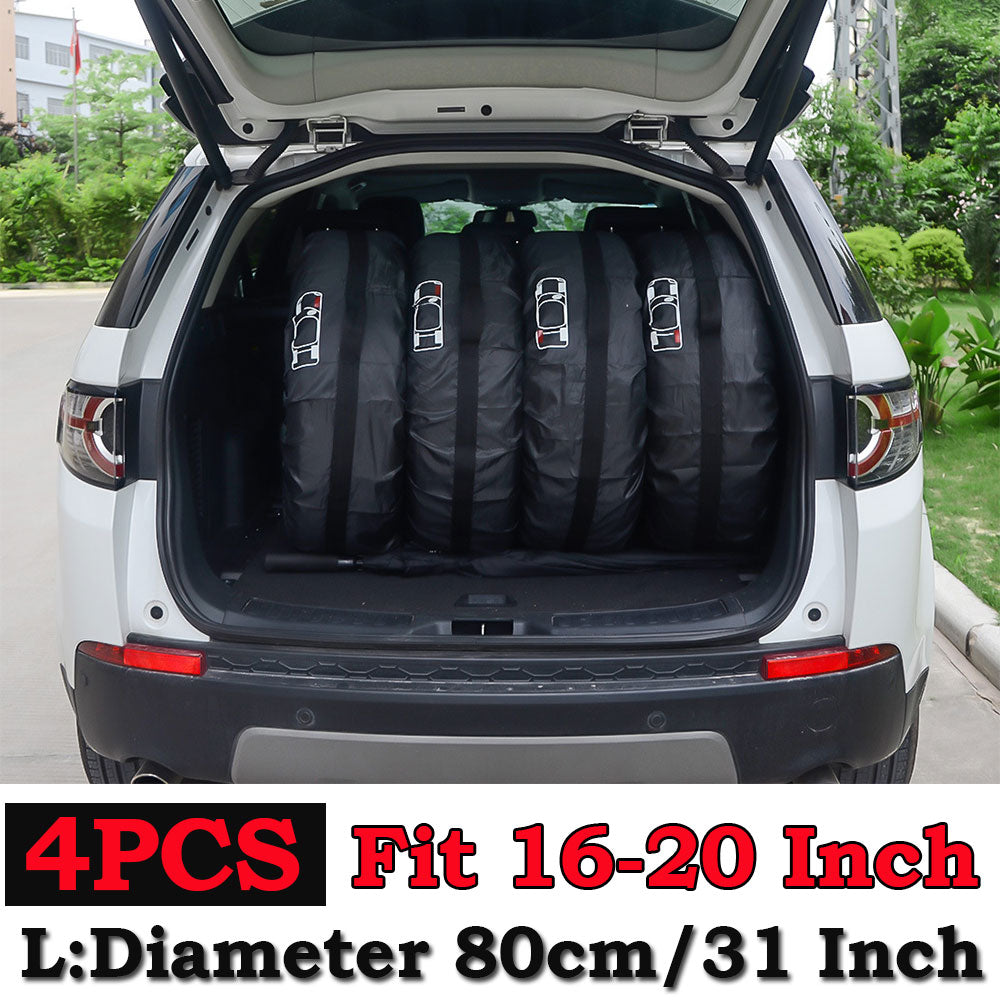 4PCS Car Spare Tire Cover Case Polyester Auto Wheel Tire Storage Bags Vehicle Tire Accessories Dust-proof Protector