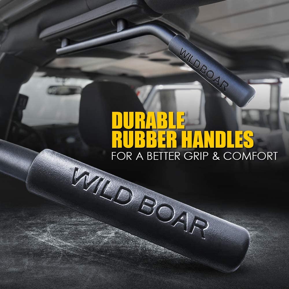 Aluminum Front & Rear Steel Grab Bar Handle Kit for 2007 - 2018 Jeep Wrangler JK 7/8" Steel Rubber Grips Steel Grab Bar Handle