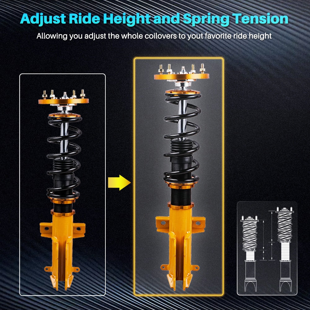 Ford Mustang S-197 2005~2014 Tuning Coilovers 24 levels Damping Suspension Shock Coilover Kit Front Rear Camber Plate