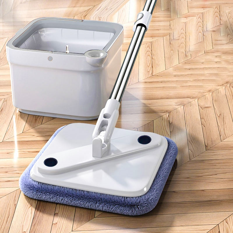 Spin Mop With Bucket Set Hand-Free Lazy Squeeze Mop Automatic Magic Floor Mop Self-Cleaning Nano Microfiber Cloth Square Mop