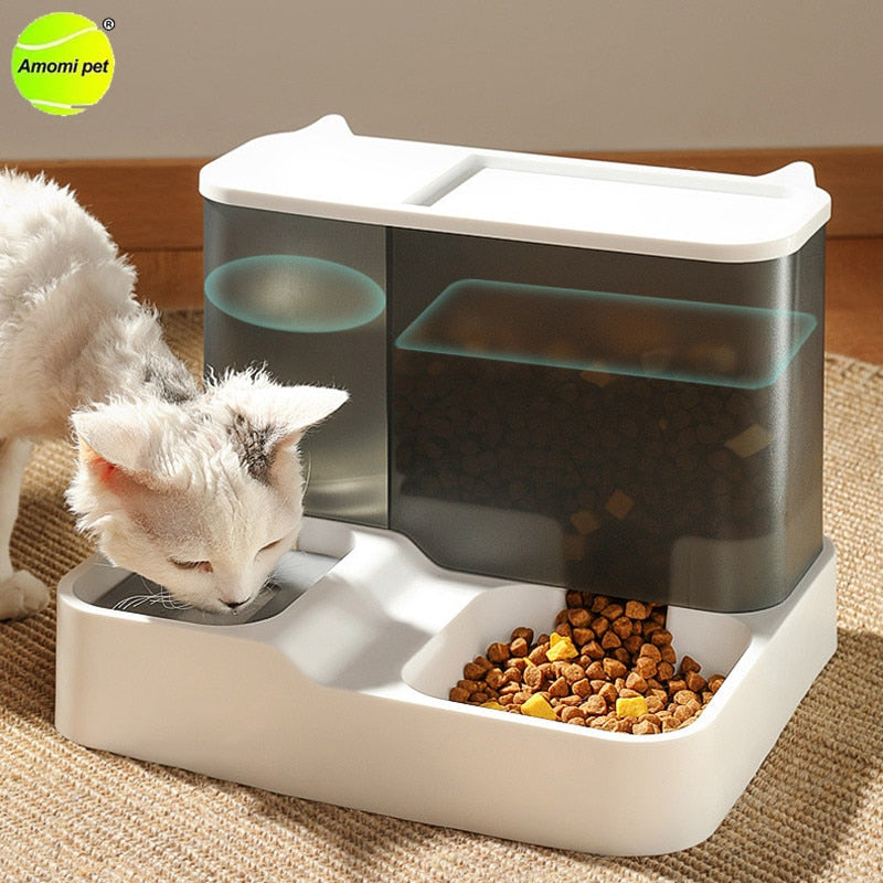 2 In 1 Large Capacity Cat Automatic Feeder with Food Storage Box Pet Cats Drinking Bowl Auto Water Dispenser Cats Supplies