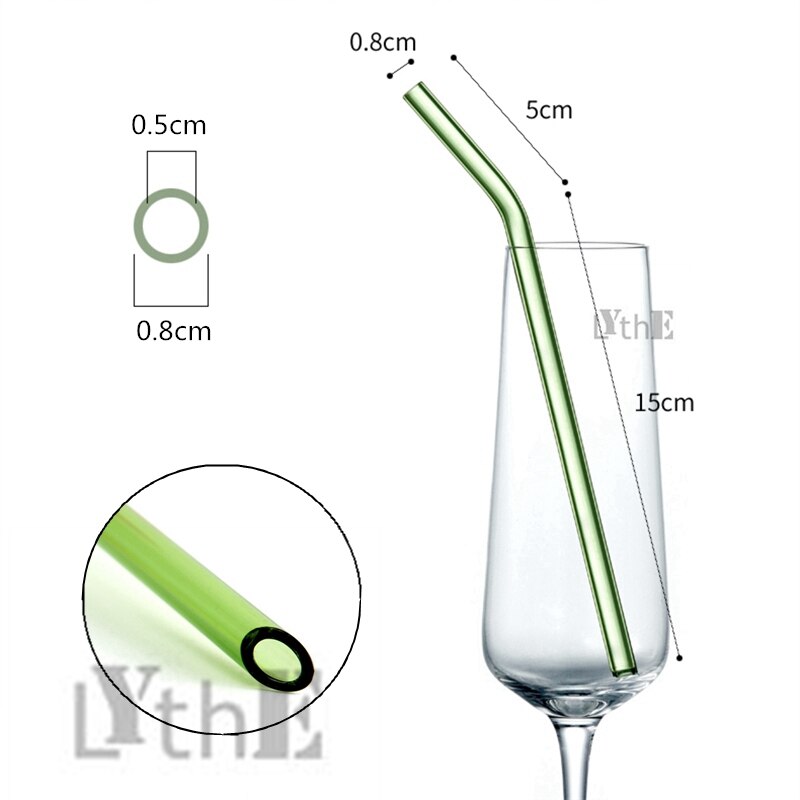 8 Colors Reusable Drinking Glass Straws Eco-Friendly High Borosilicate Glass Straw for Smoothie Milkshakes Drinks Bar Accessoroy