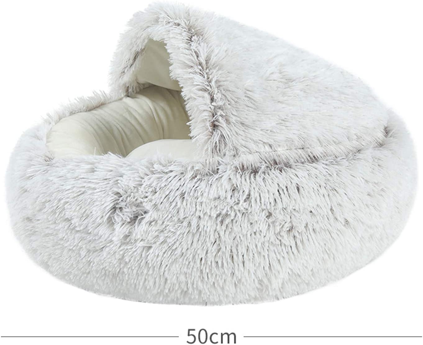 Dog Cat Bed Round Plush Cat Warm Bed House Soft Long Plush Bed For Small Dogs Cats Nest Donut Warming Sleeping Bed