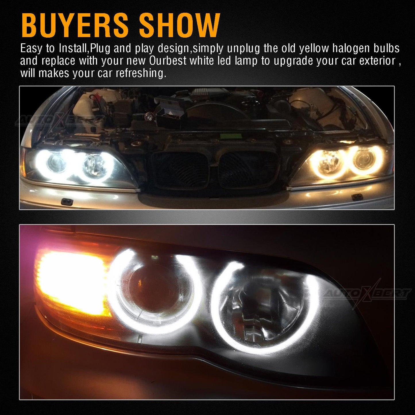 Bmw LED Angel Eyes Light Halo Ring Headlight Assembly Bulbs Lamp For BMW 3 Series E90 E91 2005-2008 Accessories White 6000K