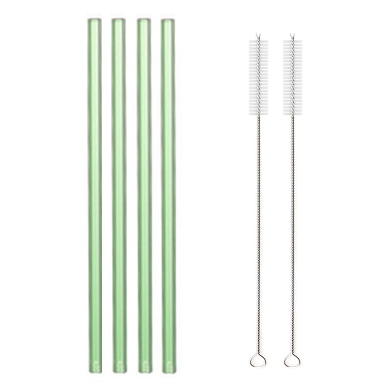 8 Colors Reusable Drinking Glass Straws Eco-Friendly High Borosilicate Glass Straw for Smoothie Milkshakes Drinks Bar Accessoroy