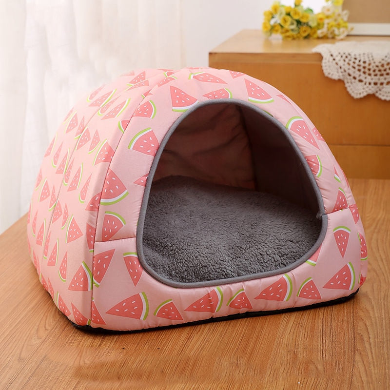 Warm Cat Bed Small Dogs Kittens House Pet Basket Cushion Cat Sleeping Pillow Mat Tent Puppy Lounger Soft Nest Cave Cats Beds