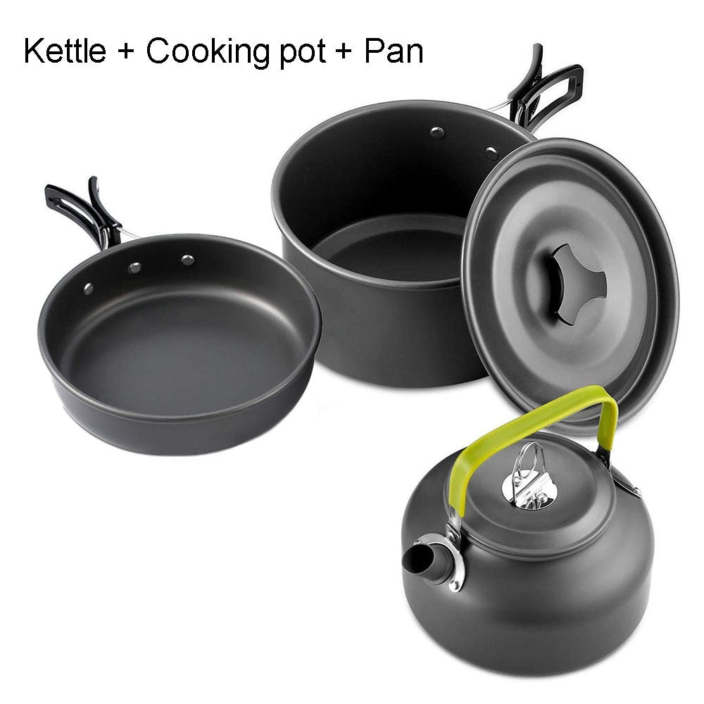 Camping Cookware Set Aluminum Nonstick Portable Outdoor Tableware  Kettle Pot Cookset Cooking Pan Bowl for Hiking BBQ Picnic