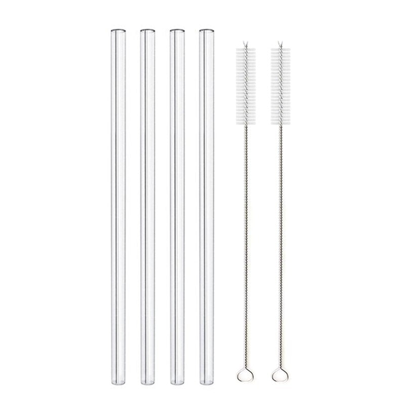 8 Colors Reusable Drinking Glass Straws Eco-Friendly High Borosilicate Glass Straw for Smoothie Milkshakes Drinks Bar Accessoroy