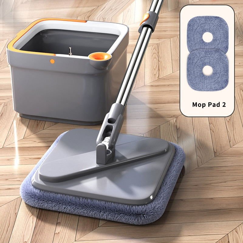 Spin Mop With Bucket Hand-Free Lazy Squeeze Mop Automatic Magic Floor Mop Self-Cleaning Nano Microfiber Cloth Square Mop