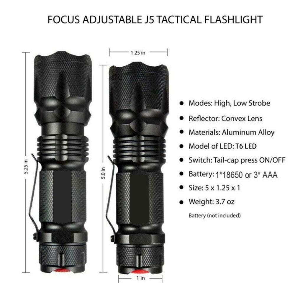 Tactical LED Powerful Flashlight USB Torch Kit With Military Box LED Flashlight On The Battery Outdoor Lighting Equipment