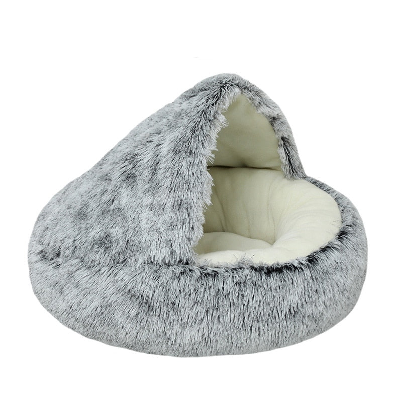 Dog Cat Bed Round Plush Cat Warm Bed House Soft Long Plush Bed For Small Dogs Cats Nest Donut Warming Sleeping Bed