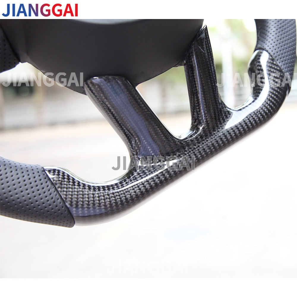 100% Carbon Fiber LED Perforated Leather Alcantara Steering Wheel Is Suitable For Dodge Challenger 2015-2020 Models