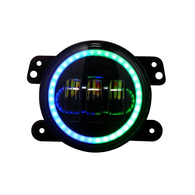 7 Inch Bluetooth RGB Halo LED Headlights with 4” RGB Fog Lights DOT Kits for 1997-2018 Jeep Wrangler JK JKU TJ LJ