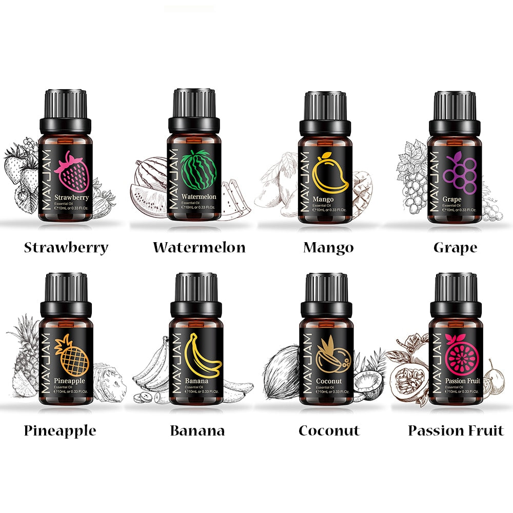 8pcs Gift Box Fruit Essential Oils Set for Candle Soap Making Mango Coconut Skin Care Diffuser Aroma Flavoring Fragrance Oil
