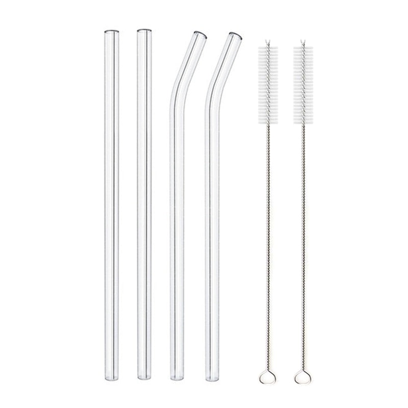 8 Colors Reusable Drinking Glass Straws Eco-Friendly High Borosilicate Glass Straw for Smoothie Milkshakes Drinks Bar Accessoroy