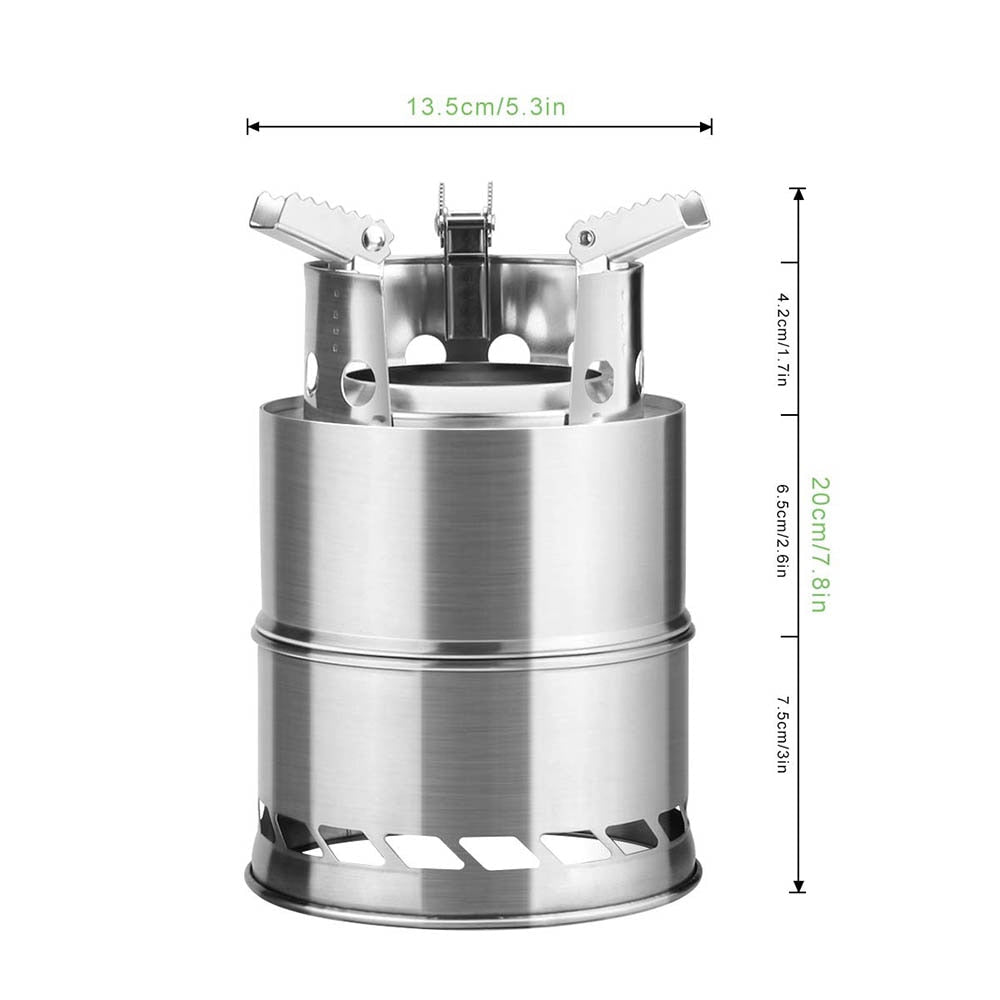 Portable Outdoor Camping Stove Wood Burning Mini Lightweight Stainless Steel  Stove Picnic BBQ Cooker Travel Adventure Tools