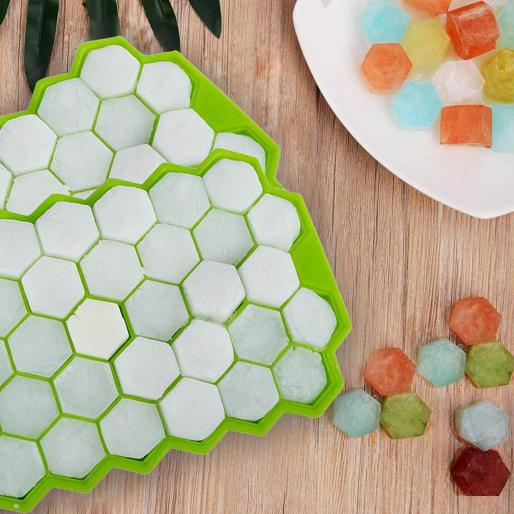 Honeycomb Ice Cube Trays Reusable Silicone Ice Cube Mold BPA Free Ice Maker with Removable Lids