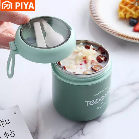 510ml Stainless Steel Lunch Box with Spoon Thermal Food Container Vaccum Cup Insulate Bento Box Thermos Soup Cup For Kids School