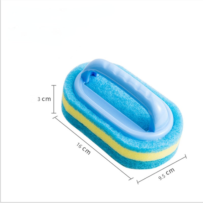 Kitchen Sponge Wipe with Handle Cleaning Brush Bathroom Tile Glass Cleaning Sponge Thickening Stain Removal Clean Brush