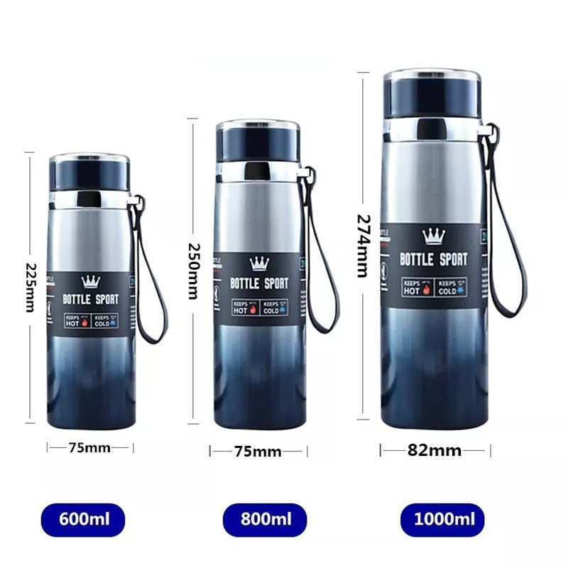 1000ml/800ml/600ml Double Stainless Steel Vacuum Flask Travel Office Fitness Thermos Water Bottle Coffee Tea Insulated Cup Mug