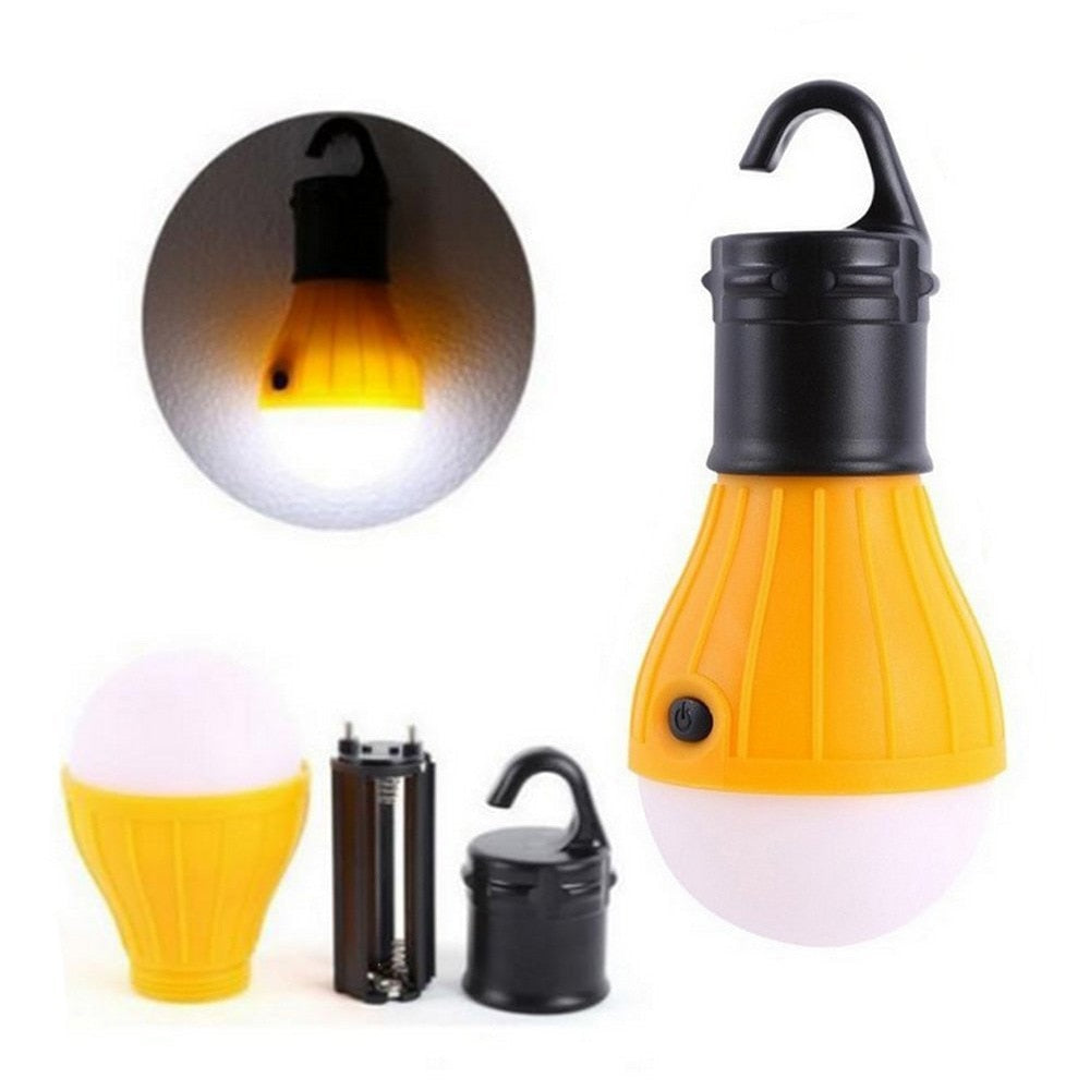Portable 3 LEDs Camping Light Battery Operated Tent Lights Waterproof Emergency Lantern Light Bulb For Hiking Fishing Outdoor