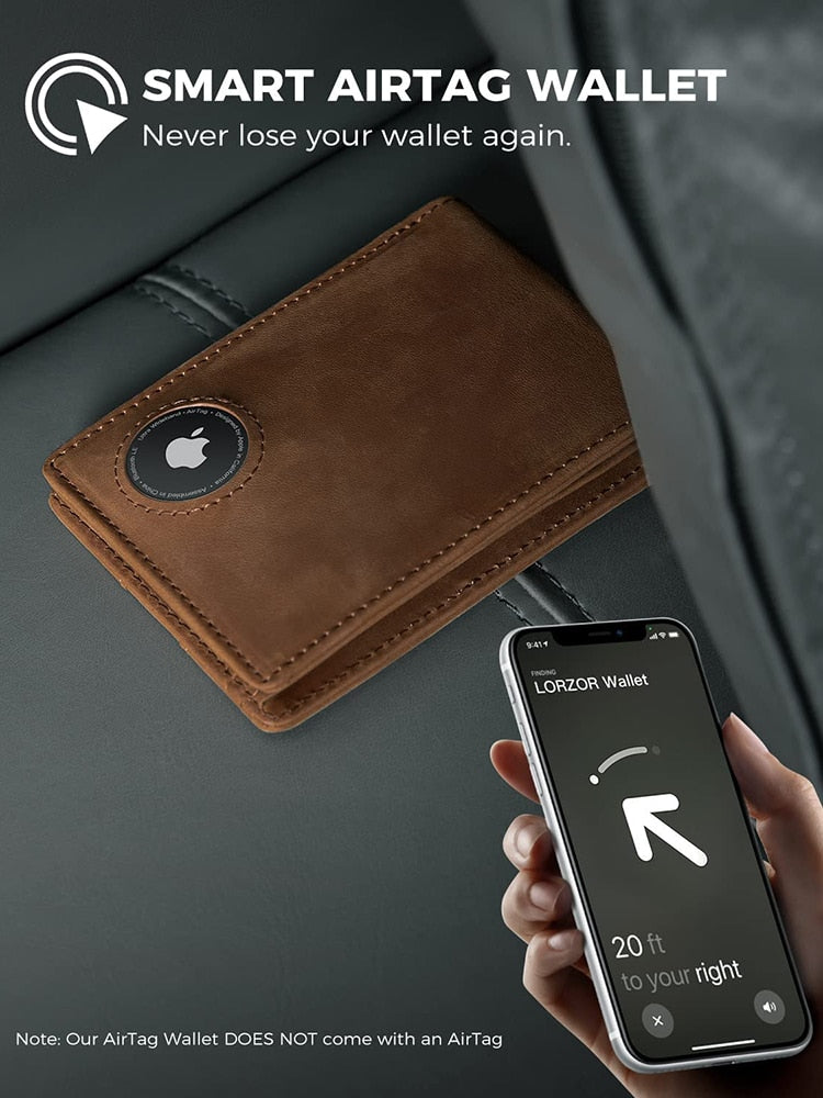 Retro Minimalist AirTag Wallet RFID Wallet Multi Card Holder for Apple AirTag