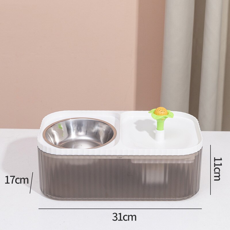 Automatic Cat Water Fountain Filter 2-in-1 Feeder Electric Mute Water Dispenser Pet Drinker Cats Food Bowl and Drinking Fountain