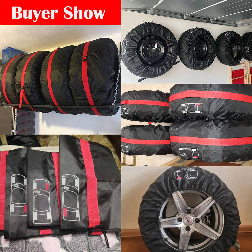 4PCS Car Spare Tire Cover Case Polyester Auto Wheel Tire Storage Bags Vehicle Tire Accessories Dust-proof Protector