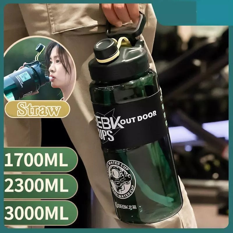 2 Liter Water Bottle With Straw Drink Bottle Large Capacity Fitness Jugs Portable Travel Sports Plastic Water Cup