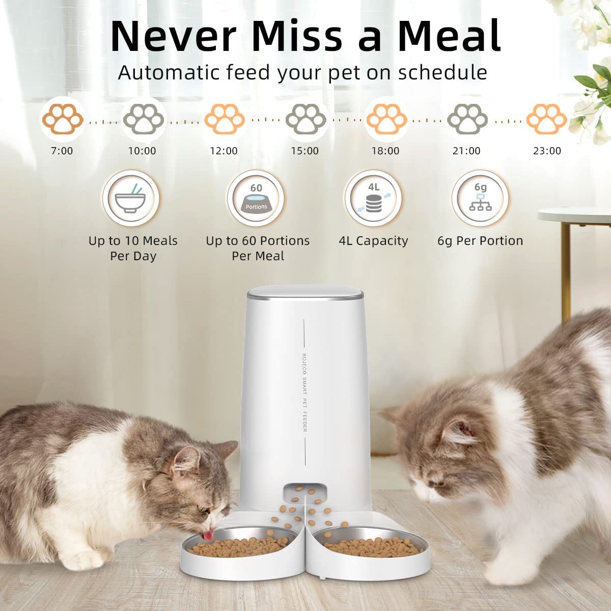 Automatic Cat Feeder Pet Smart Cat Food Kibble Dispenser Remote Control WiFi Button Auto Feeder For Cats Dog Accessories
