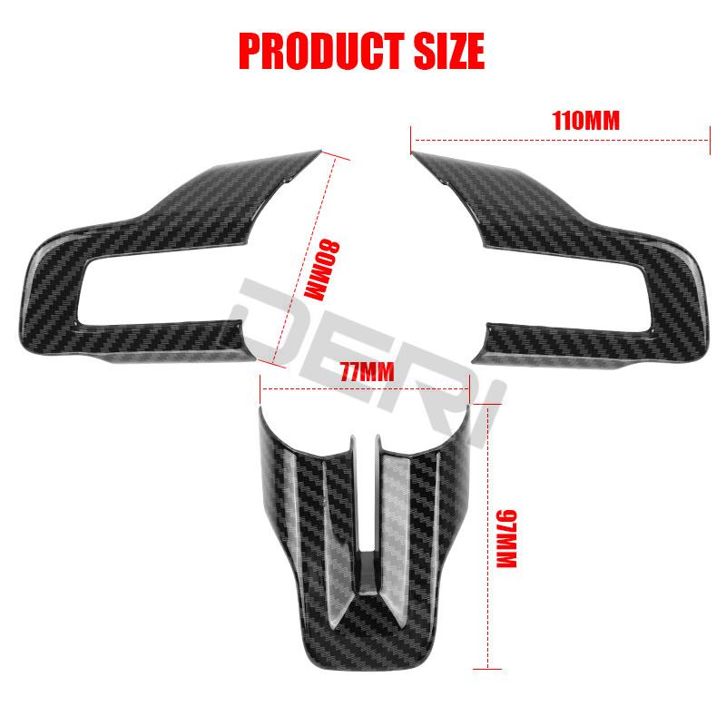 3PCS Carbon Fiber Steering Wheel Cover Trim For Ford Mustang 2015 2016 2017 2018 2019 Car Accessories Interior Decoration Style