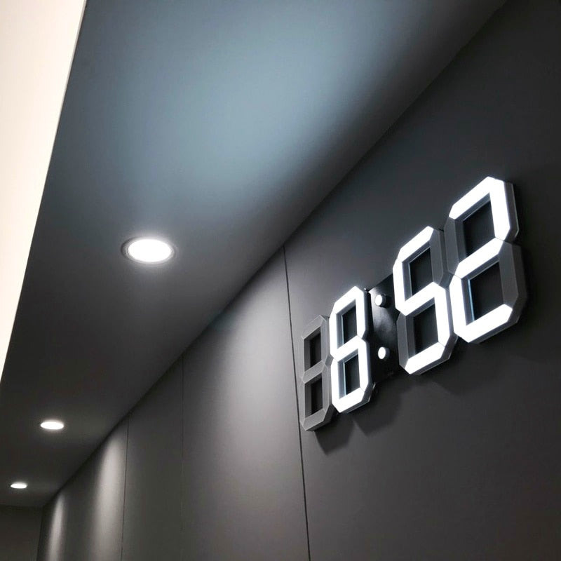 3D Led Digital Clock Wall Decor Glowing Night Mode Adjustable Electronic Table Clock Wall Clock Decoration Living Room Led Clock