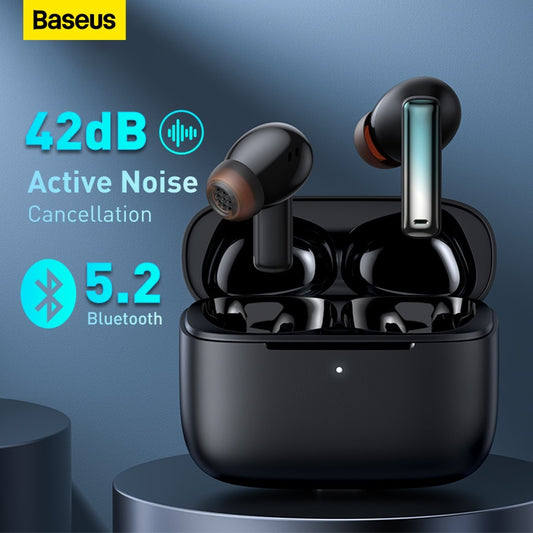 Bluetooth 5.2 Earphones, Active Noise Cancelling Headphones, low latency, 4-mic ENC noise reduction