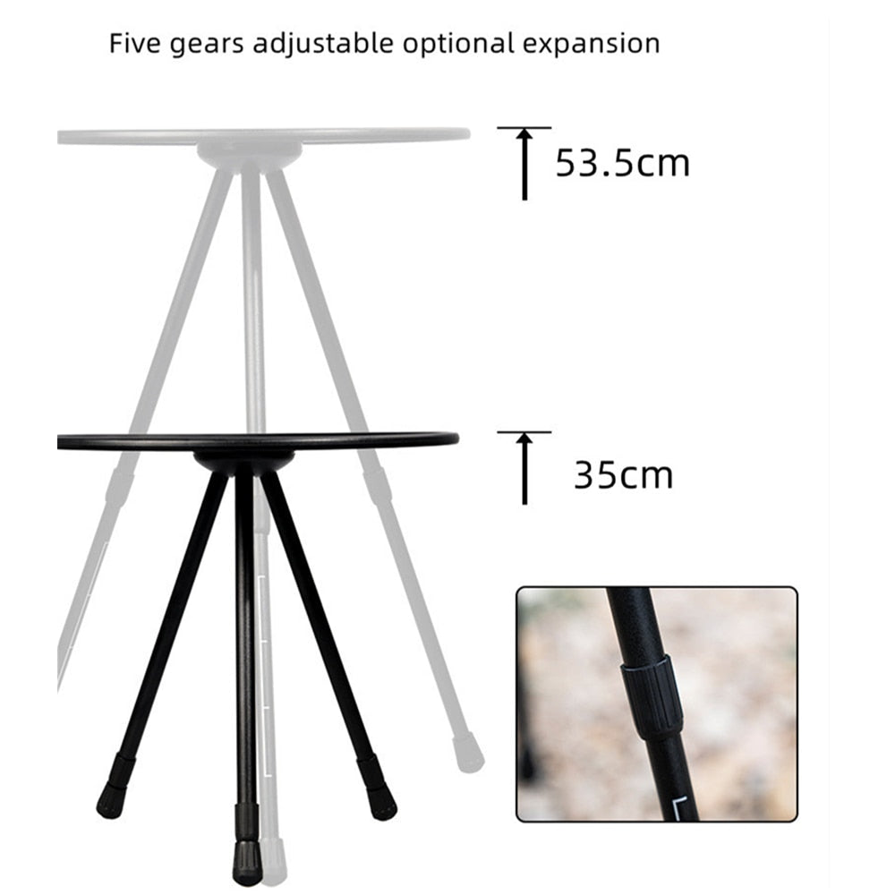 Telescopic Folding Round Table Outdoor Three-legged Dining Table Portable Aluminum Alloy Coffee Table Hike Picnic Liftable Table