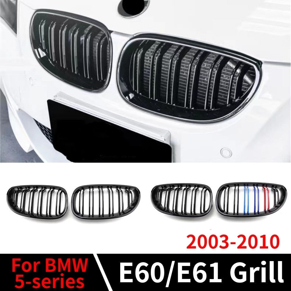 Front Bumper Kidney Grille Grill Hood Mesh Double Line For BMW E60 M5 E61 520i 545i 550i 535i 2003-2010 5 Series Refit Body Kit