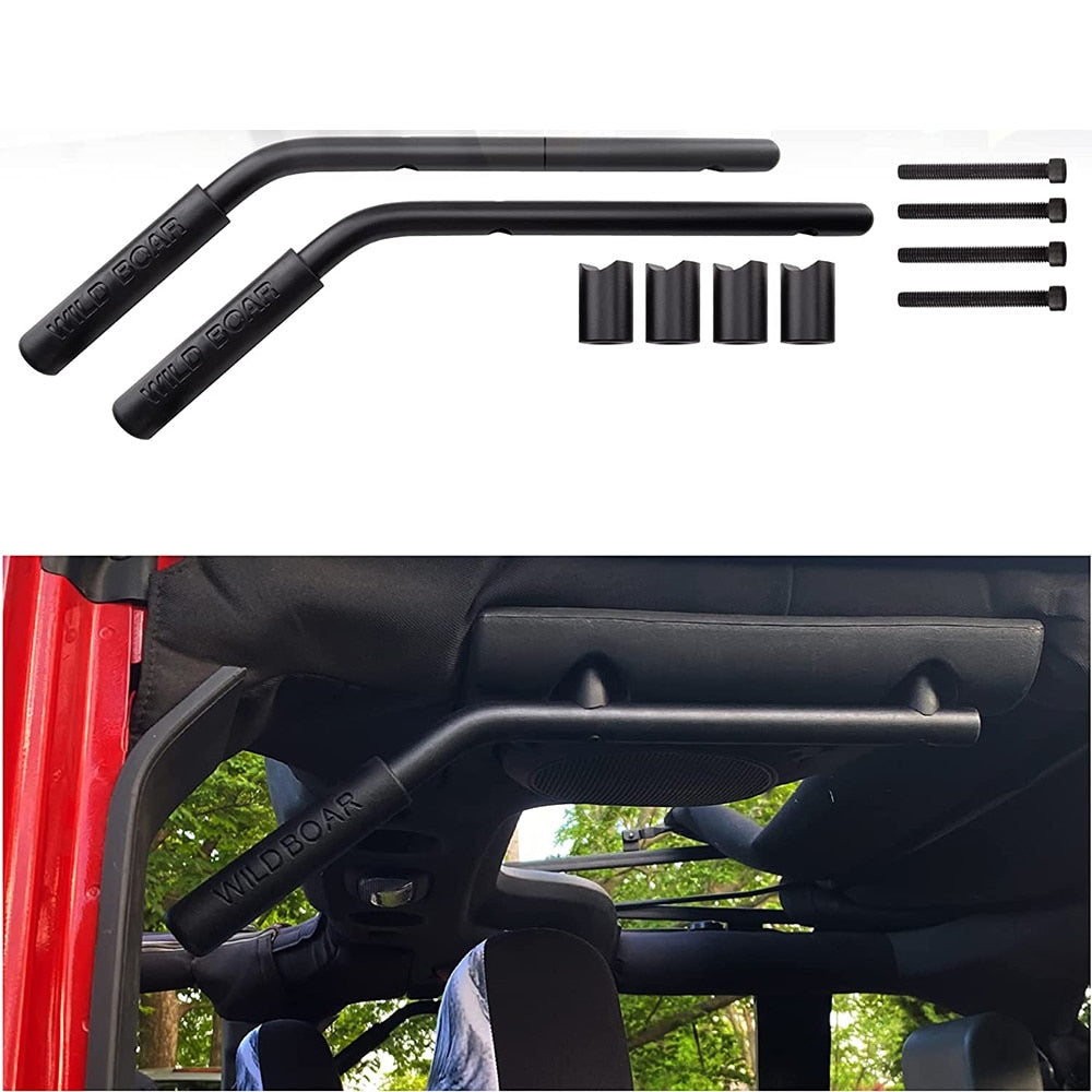 Front Grab Bar Grab Handles Black Textured Car Front Grab Handles Grab Bars Compatible with 2007-2018 Jeep Wrangler JK JKU