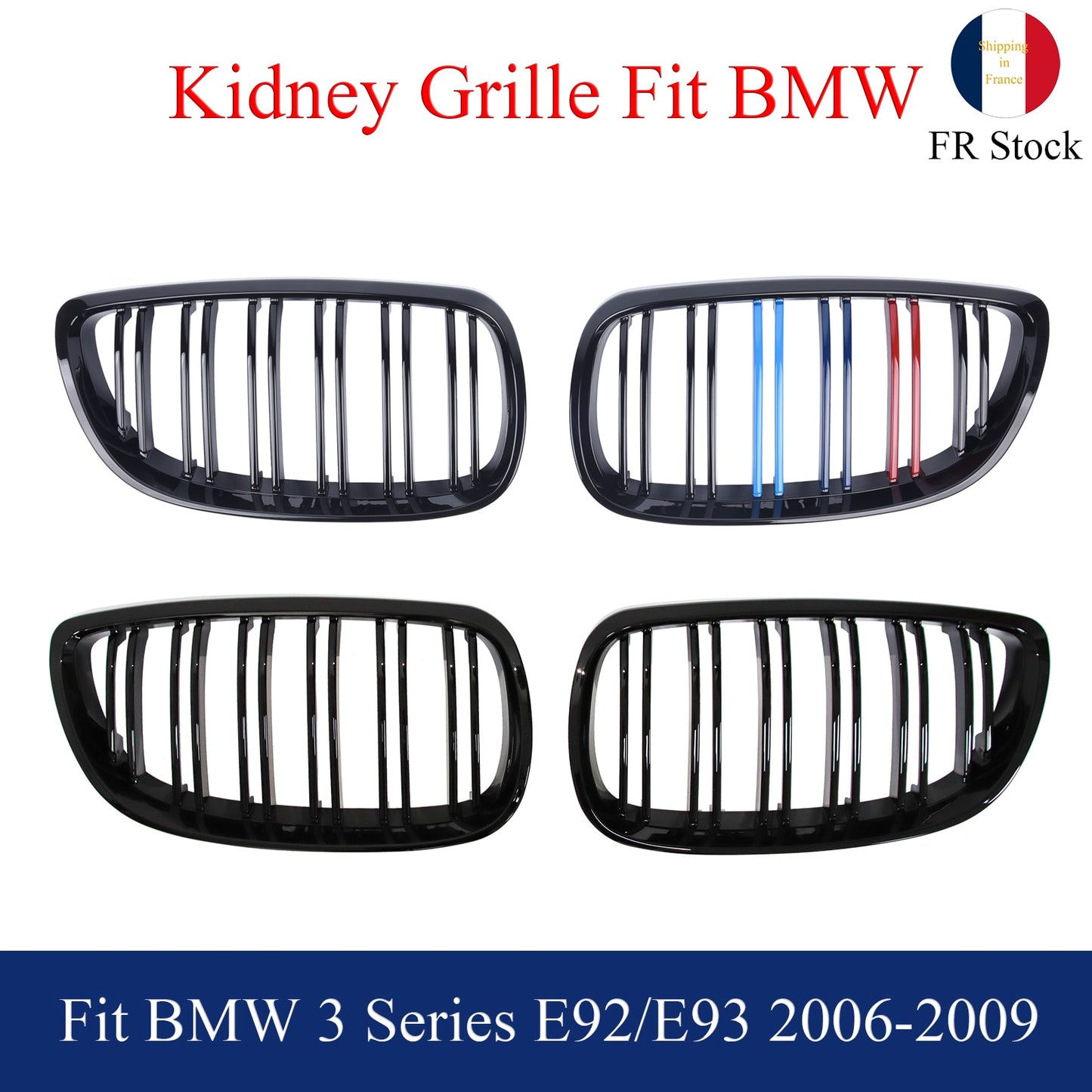 Front Kidney Grill Gloss Black M Color Fit BMW 3 Series E92 E93 M3 2007 - 2010 325xi 320i 325i 325i 328i 330i 335i xDrive