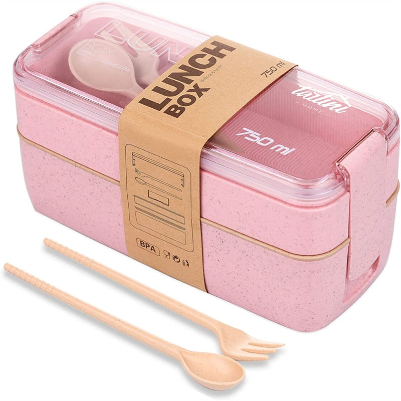 Kids Bento Box Leakproof Lunch Containers Cute Lunch Boxes for Kids Chopsticks Dishwasher Microwave Safe Lunch Food Container